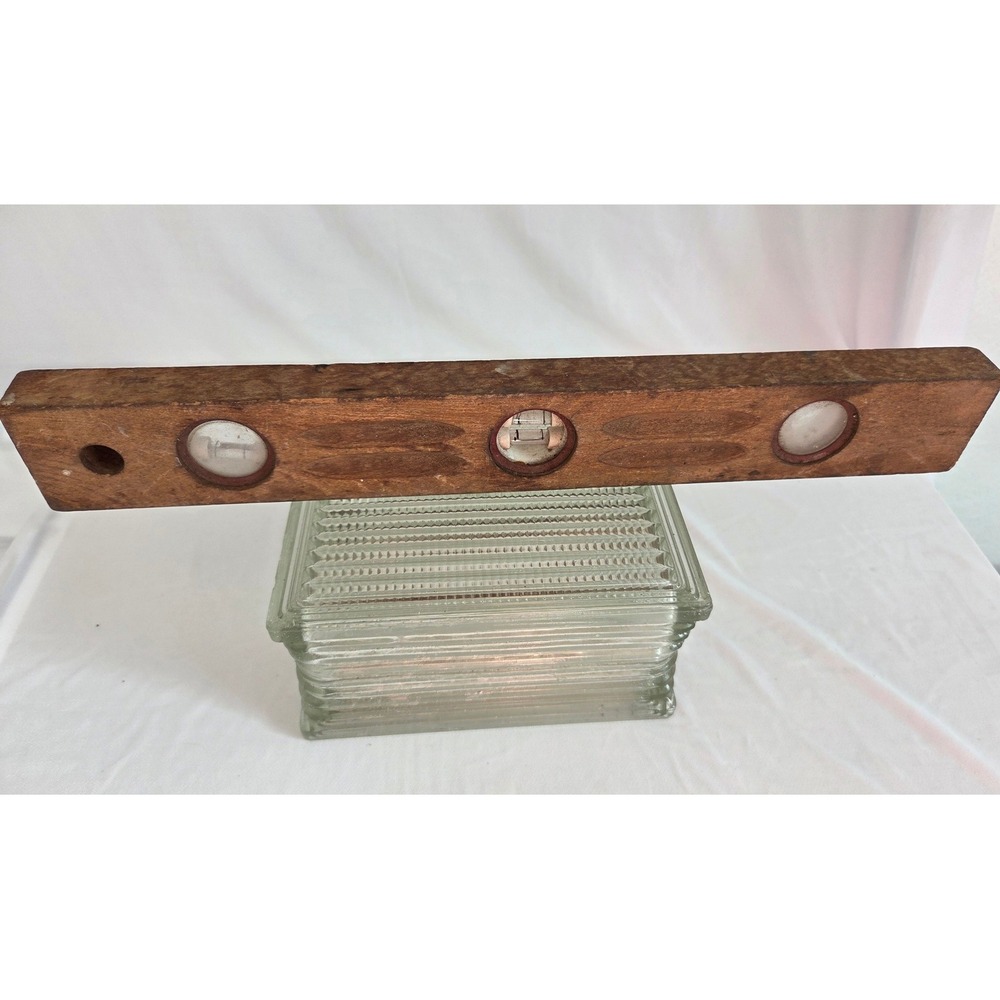 Vintage 18 Inch Wooden Bubble Level 3 Vial Rustic Hand Tool Woodworking Decor